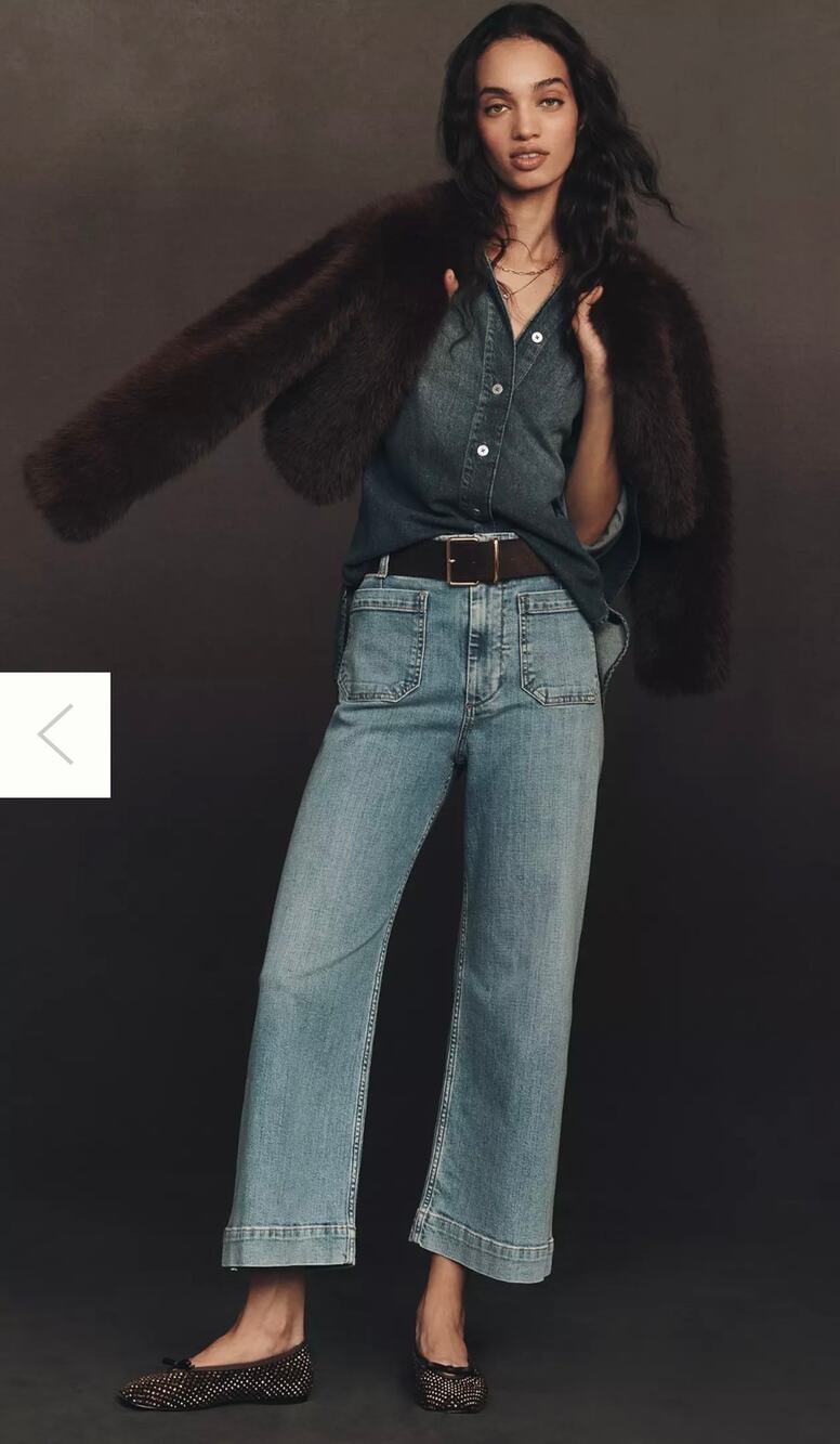 Maeve Colette High-Rise Wide-Leg Cropped Jeans, 28